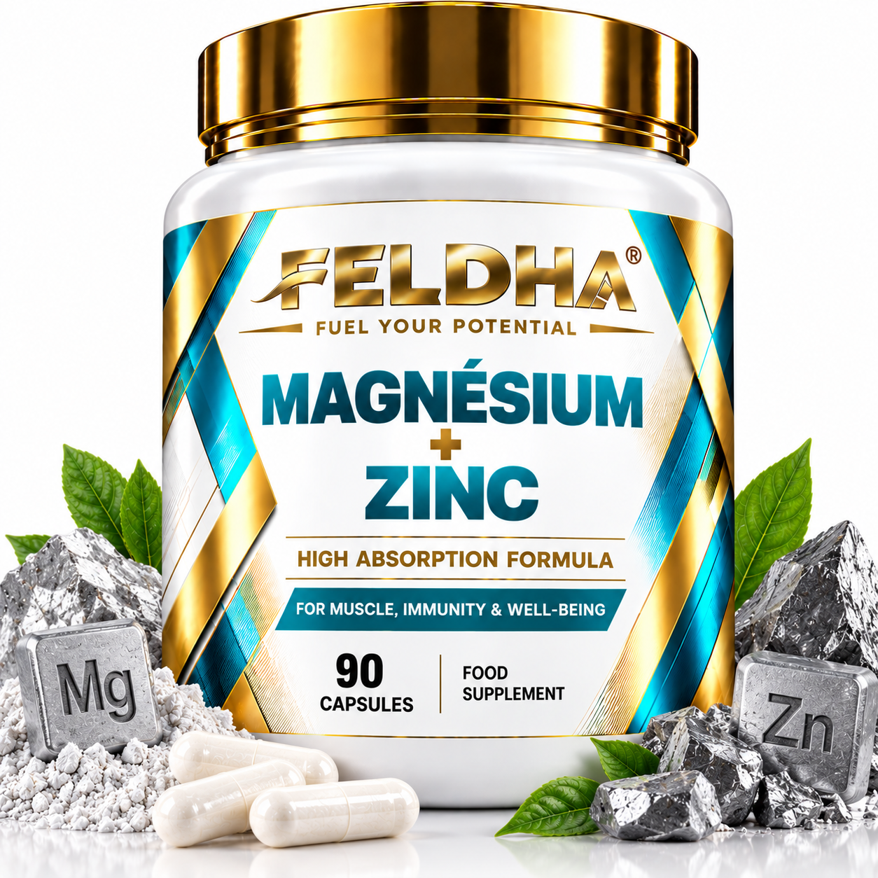 Magnésium + Zinc FELDHA — 90 capsules