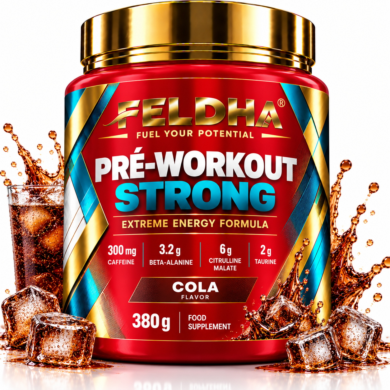 Pré-Workout Strong FELDHA — 380g — Cola