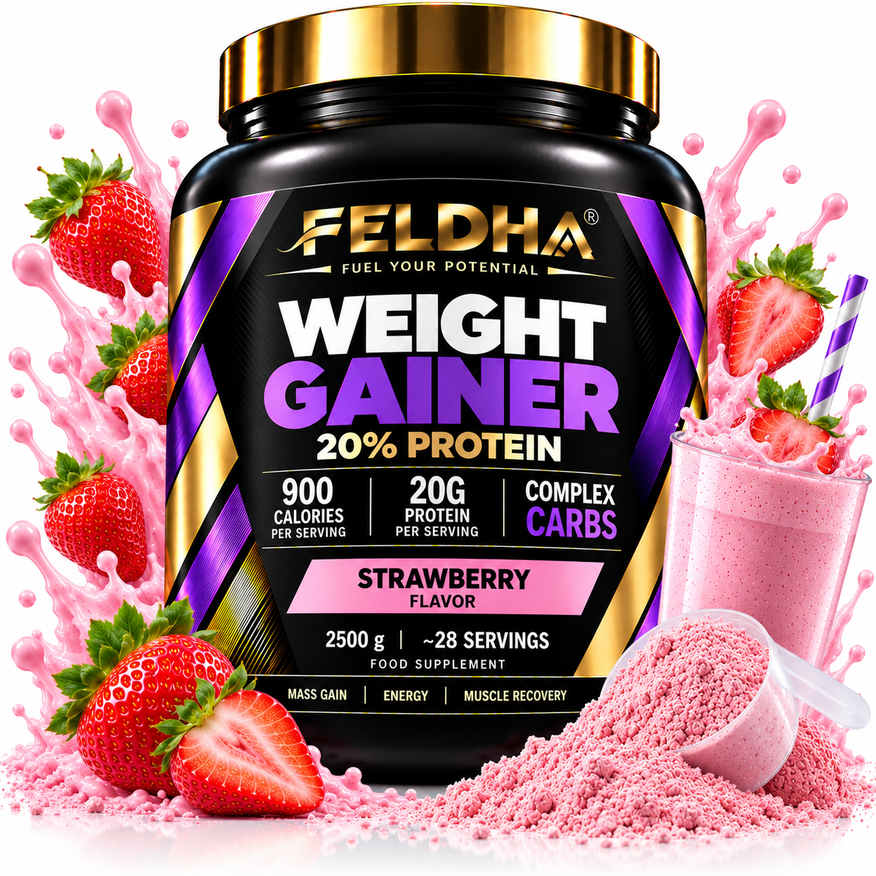 Weight Gainer 20% FELDHA — 2500g — Vanilla